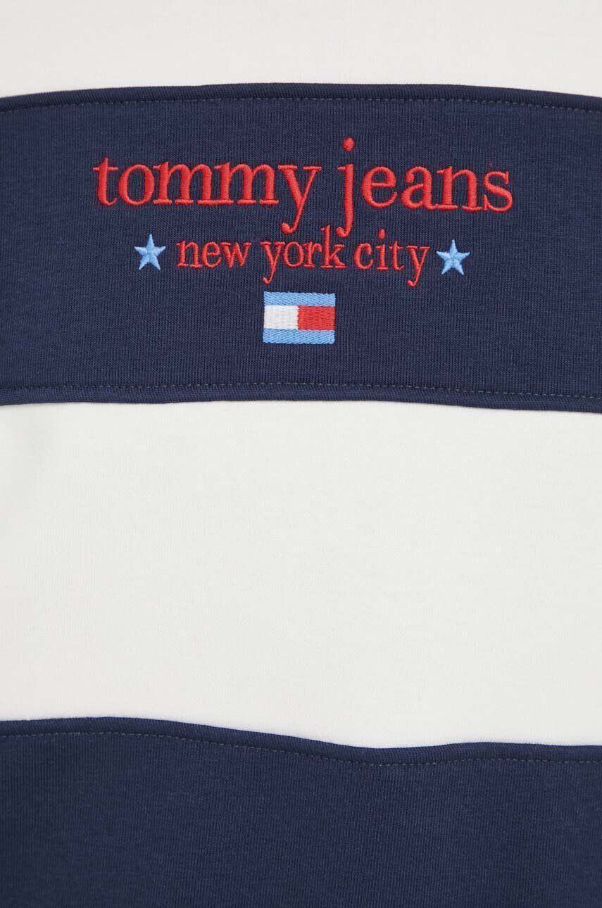 Tommy Jeans Mikina dámská bílá barva s kapucí vzorovaná - Pepit.cz