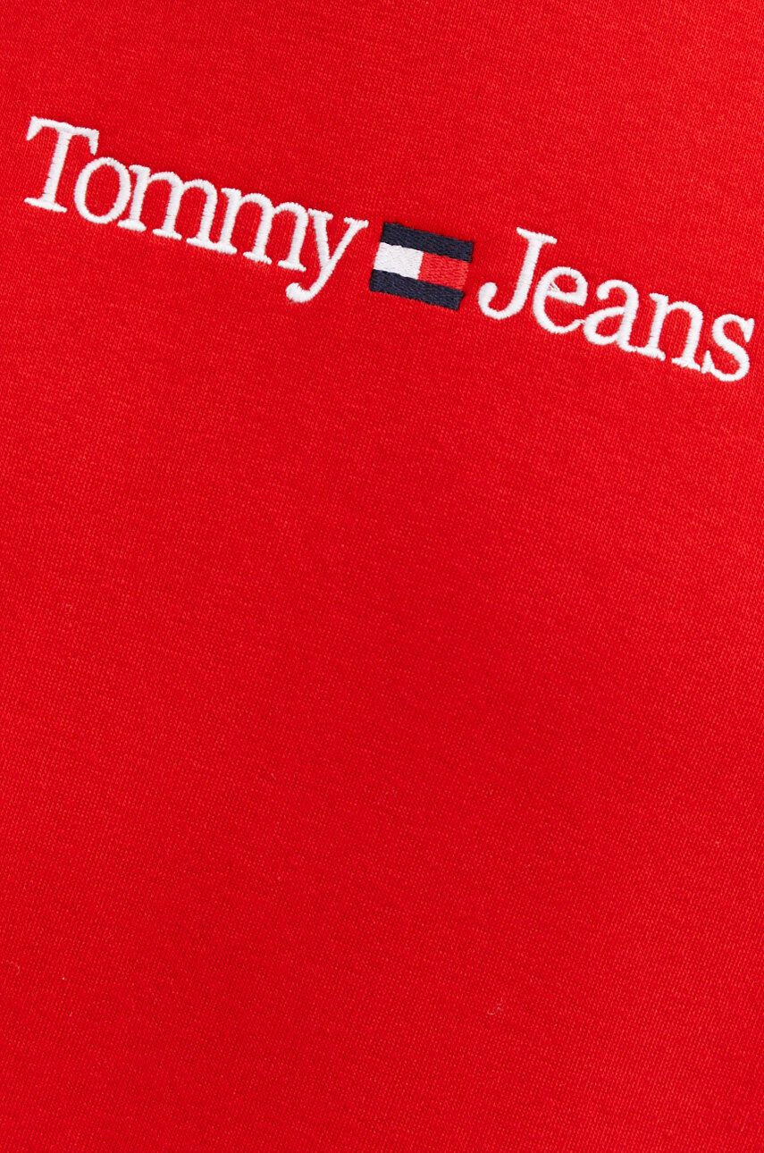 Tommy Jeans Mikina pánská červená barva s kapucí s aplikací - Pepit.cz