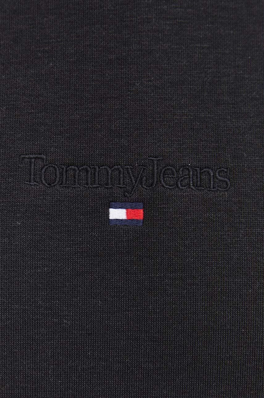 Tommy Jeans Mikina černá barva s kapucí hladká - Pepit.cz