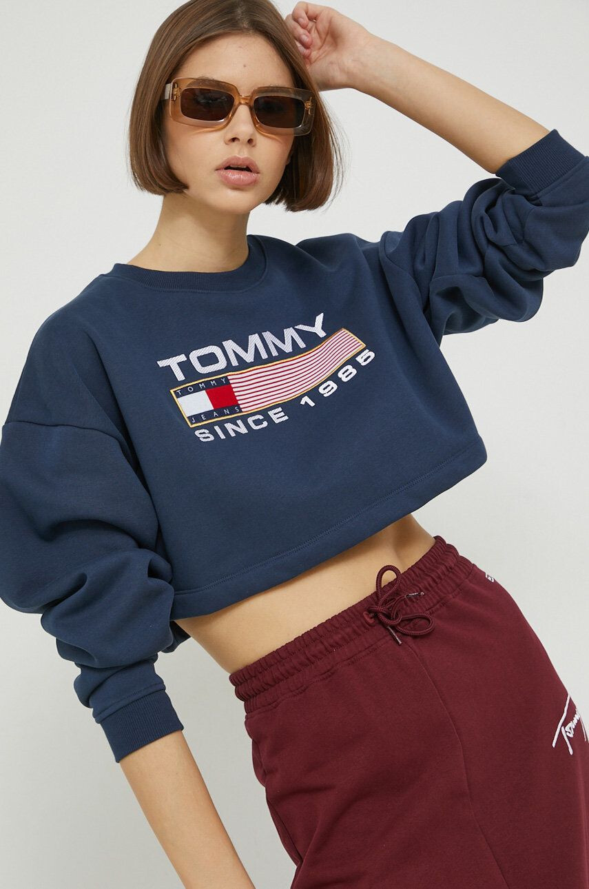 Tommy Jeans mikina dámská tmavomodrá barva s aplikací - Pepit.cz