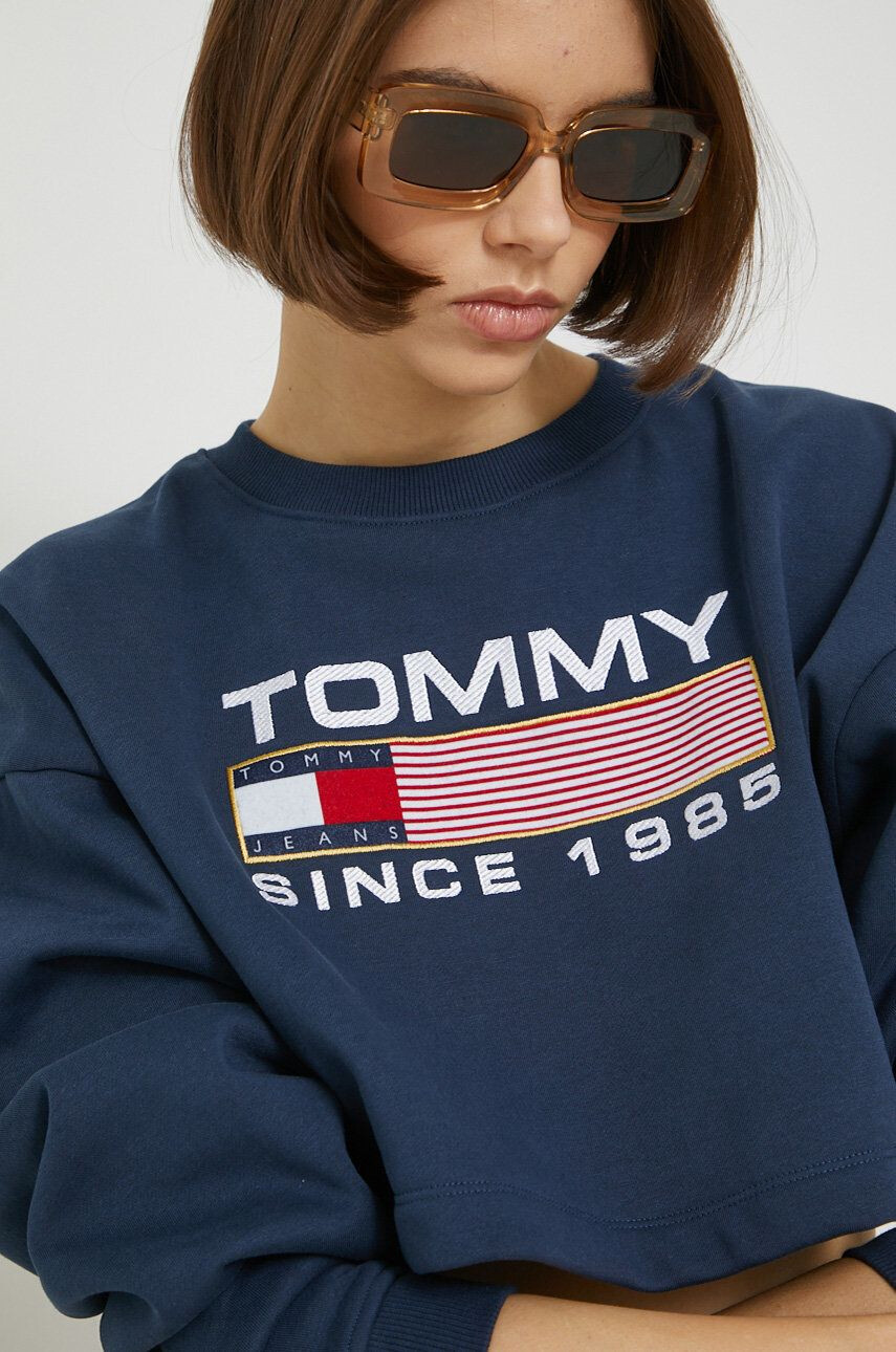 Tommy Jeans mikina dámská tmavomodrá barva s aplikací - Pepit.cz