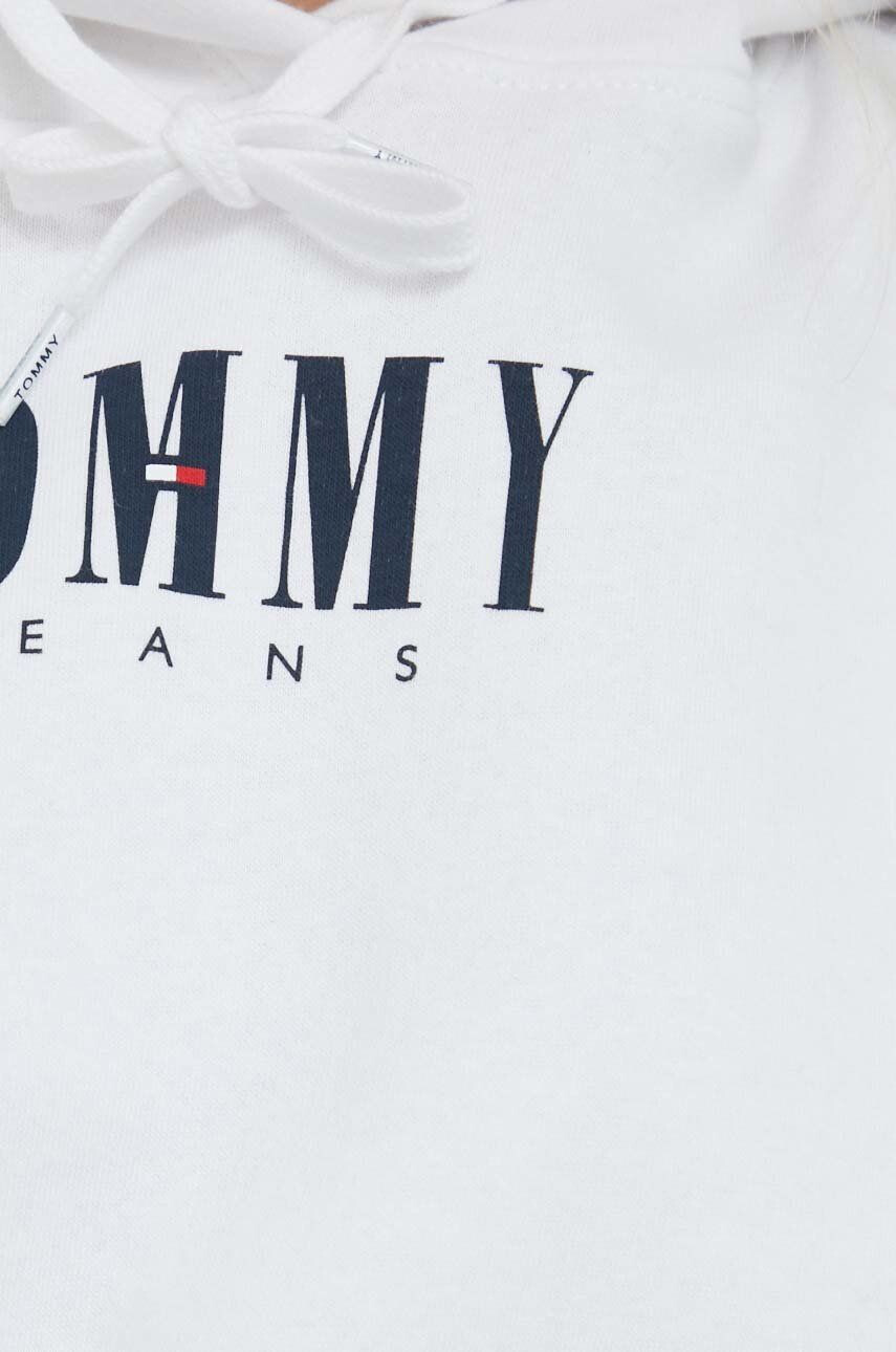 Tommy Jeans Mikina dámská bílá barva s kapucí s potiskem - Pepit.cz