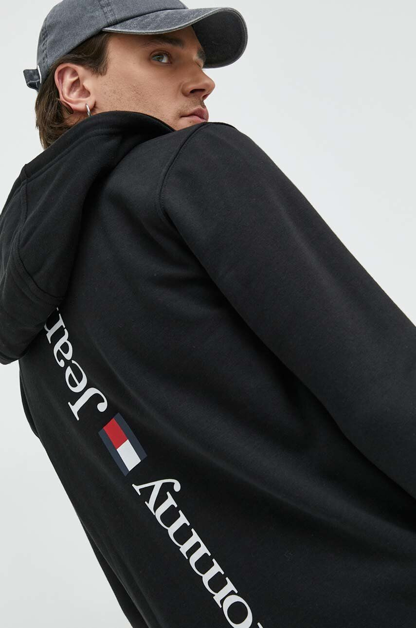 Tommy Jeans mikina pánská černá barva s kapucí s potiskem - Pepit.cz