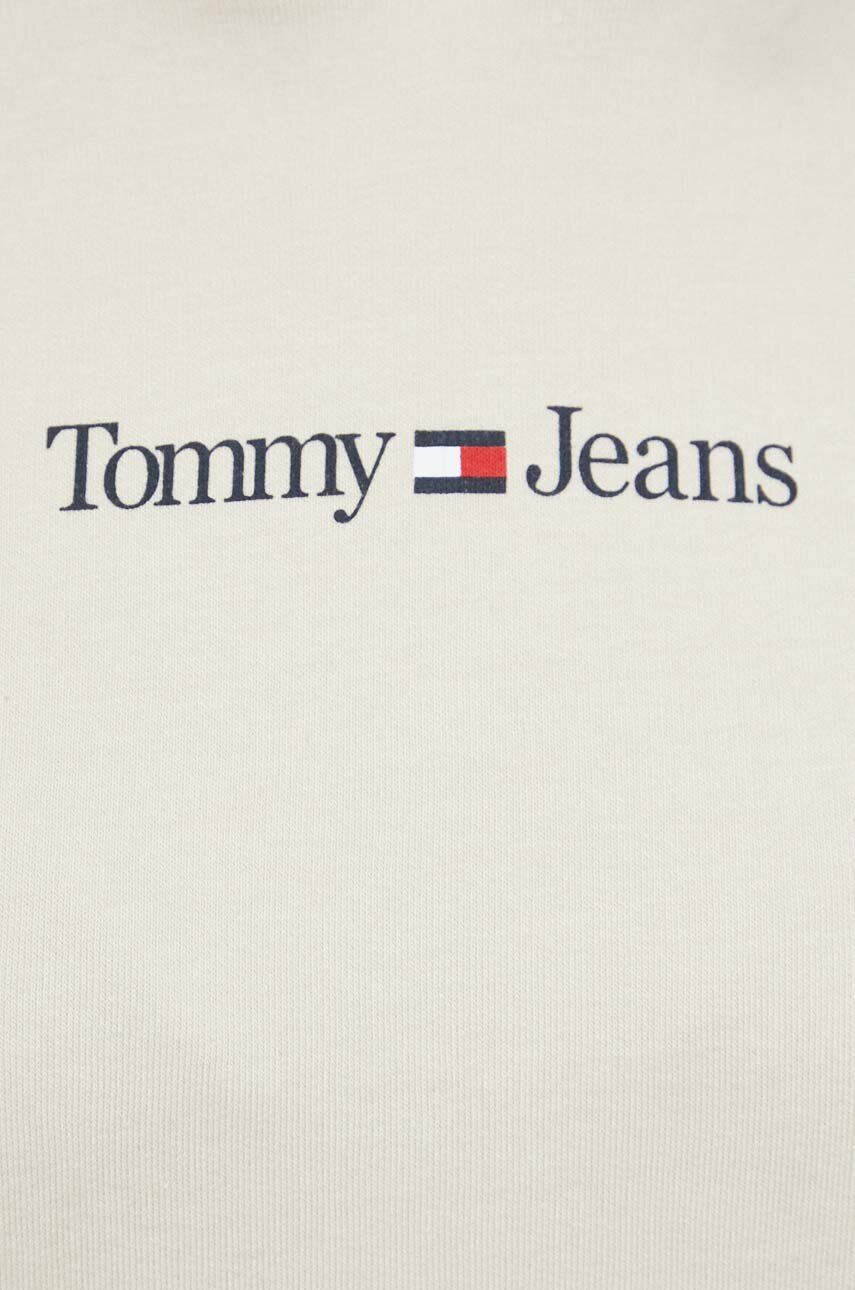 Tommy Jeans Mikina dámská béžová barva s kapucí s potiskem - Pepit.cz