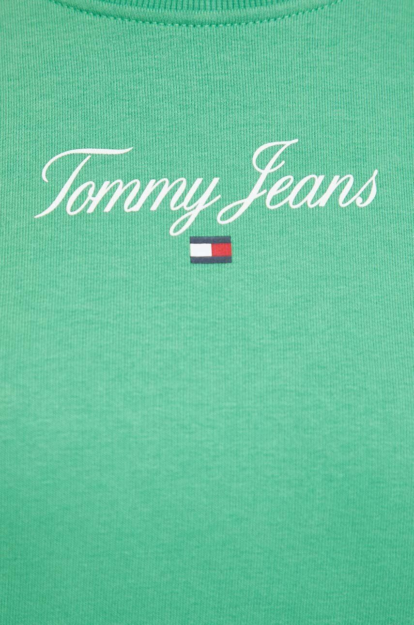 Tommy Jeans Mikina dámská zelená barva s potiskem - Pepit.cz