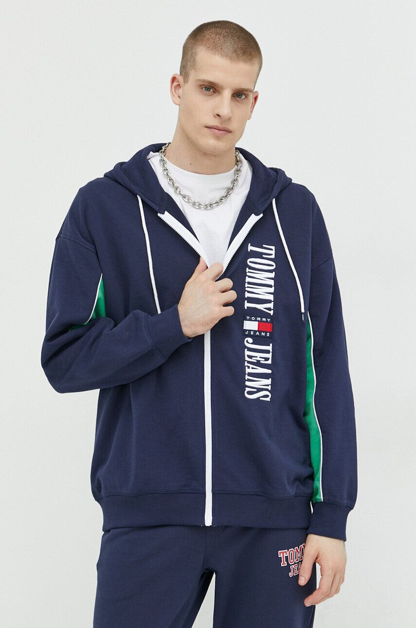 Tommy Jeans Mikina pánská tmavomodrá barva s kapucí s aplikací - Pepit.cz