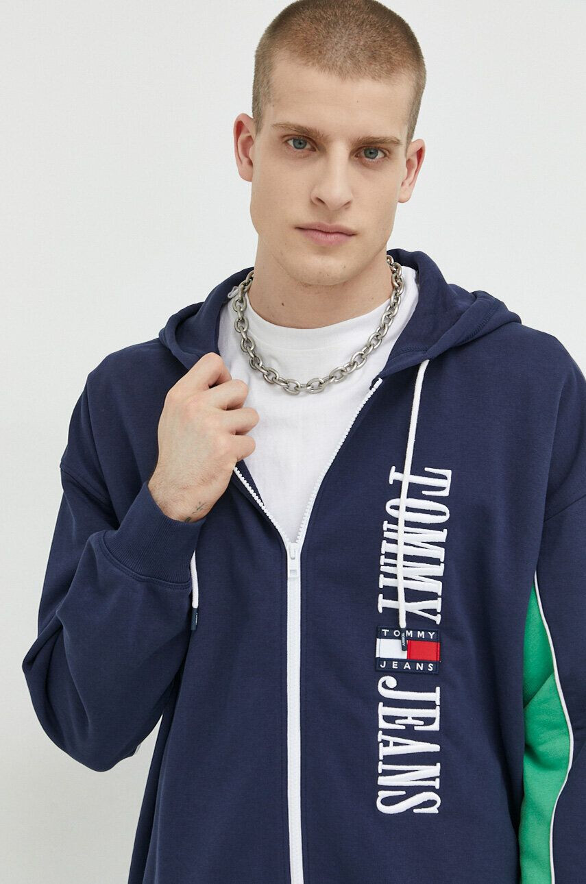 Tommy Jeans Mikina pánská tmavomodrá barva s kapucí s aplikací - Pepit.cz