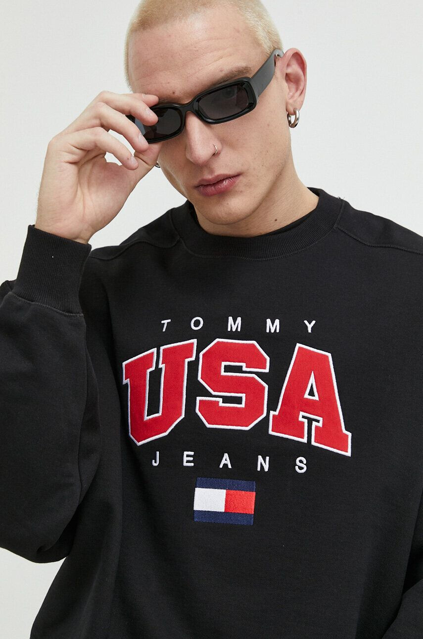 Tommy Jeans Mikina pánská černá barva s aplikací - Pepit.cz