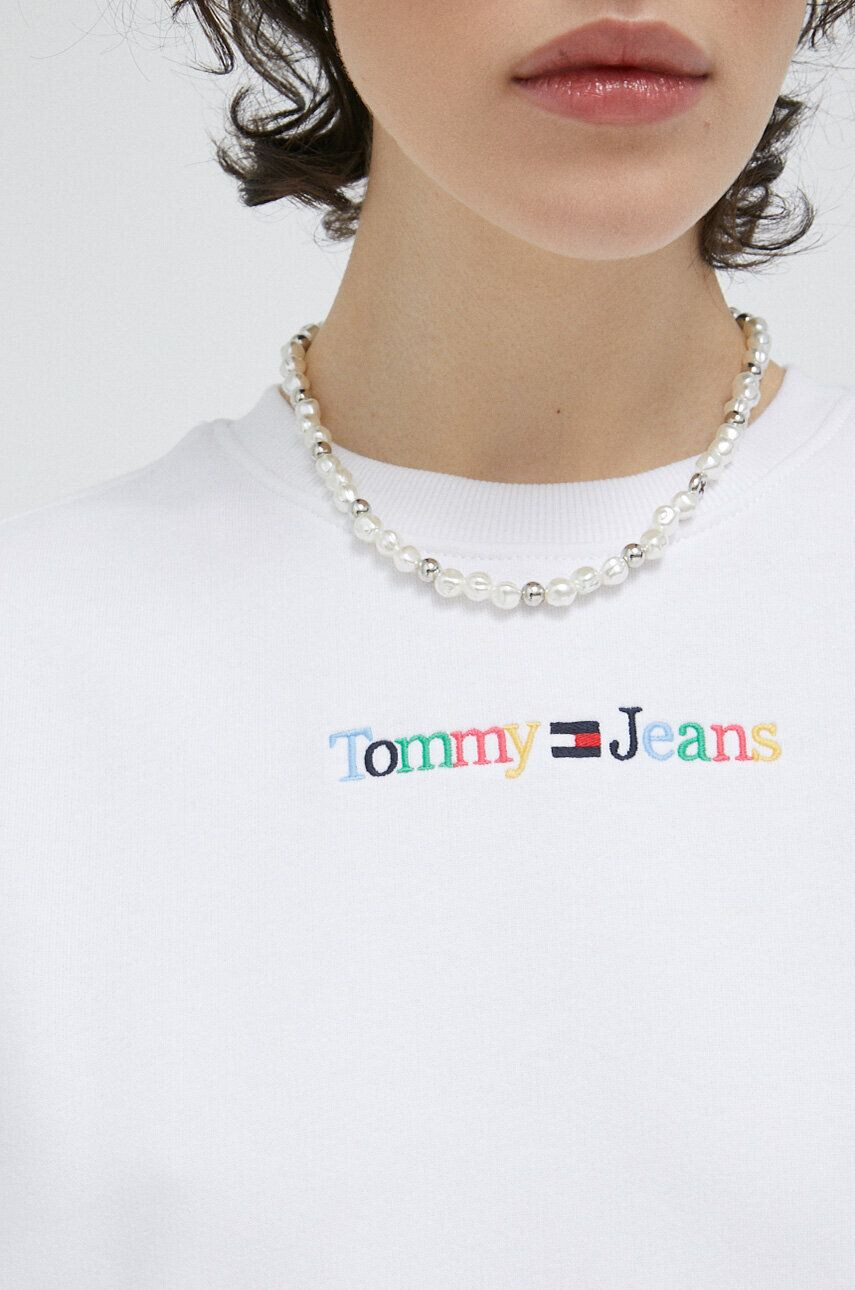 Tommy Jeans Mikina dámská bílá barva s aplikací - Pepit.cz