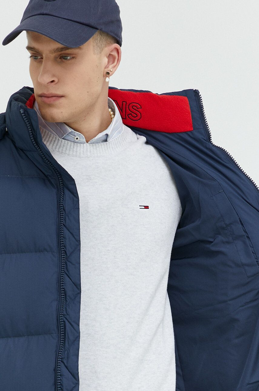 Tommy Jeans Péřová bunda pánská tmavomodrá barva zimní - Pepit.cz