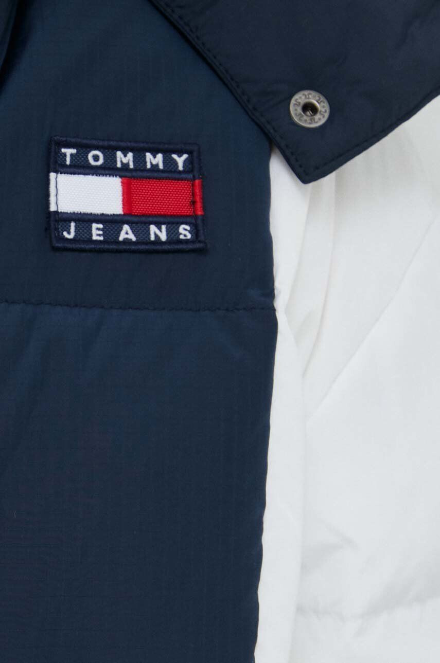 Tommy Jeans Péřová bunda dámská tmavomodrá barva zimní - Pepit.cz