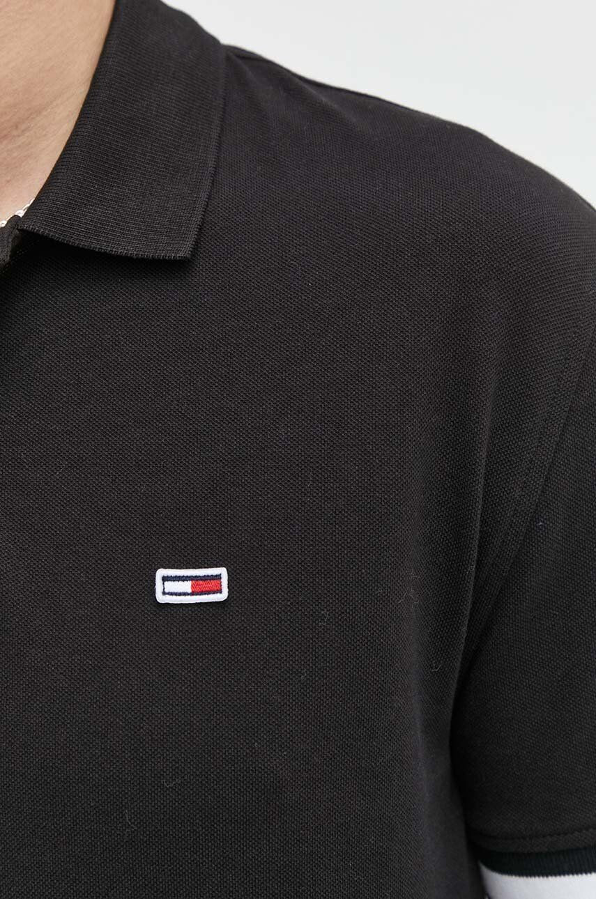 Tommy Jeans Polo tričko černá barva - Pepit.cz