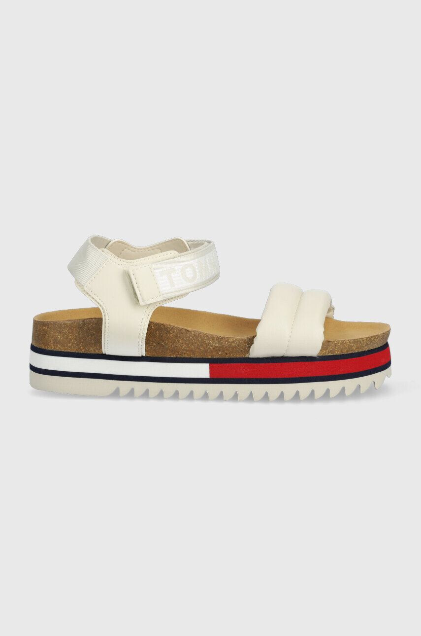 Tommy Jeans Sandály FLAG OUTSOLE SANDAL dámské béžová barva na platformě EN0EN02122 - Pepit.cz