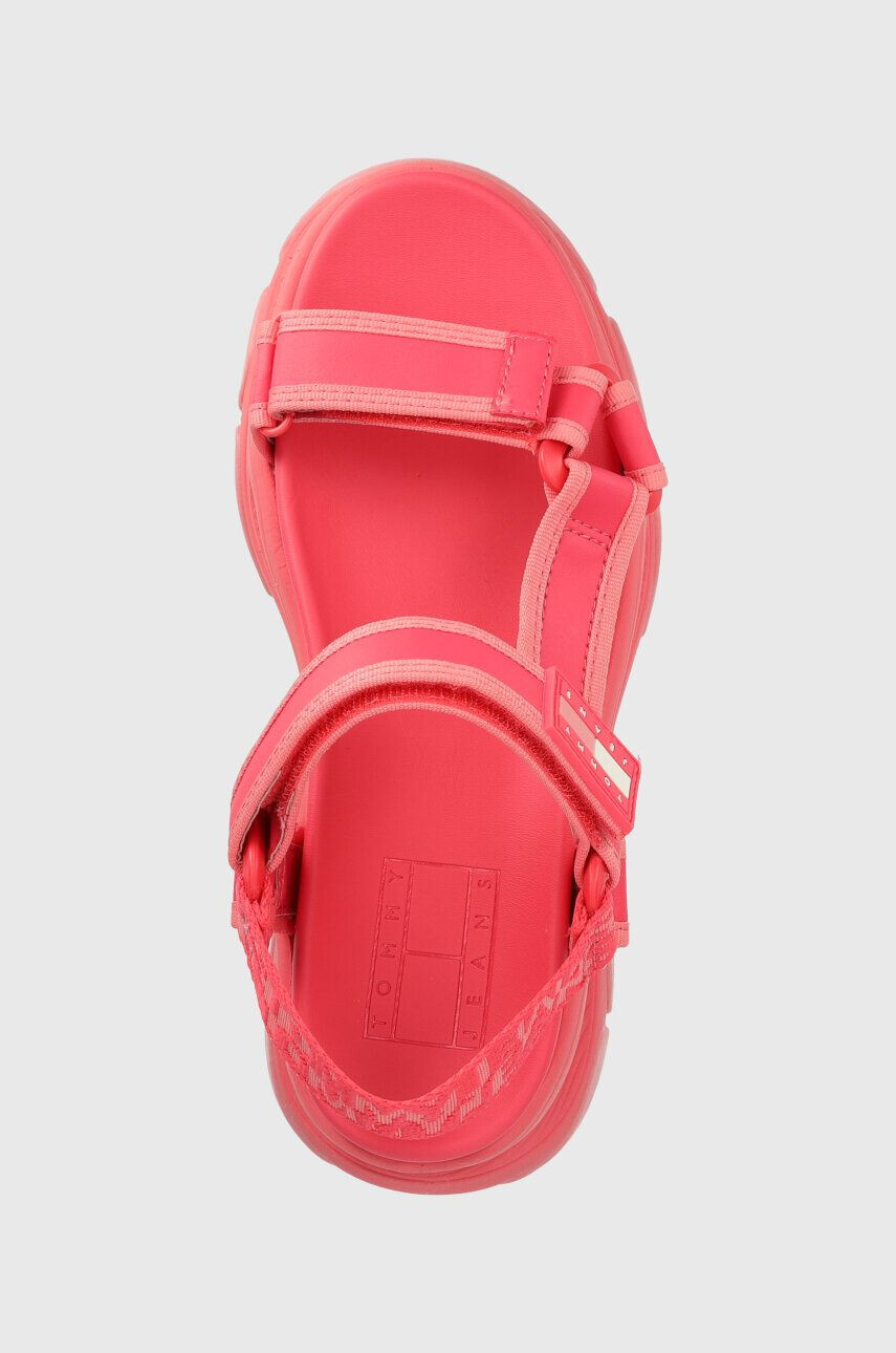 Tommy Jeans Sandály WEBBING HYRBID SANDAL dámské růžová barva na platformě EN0EN02074 - Pepit.cz