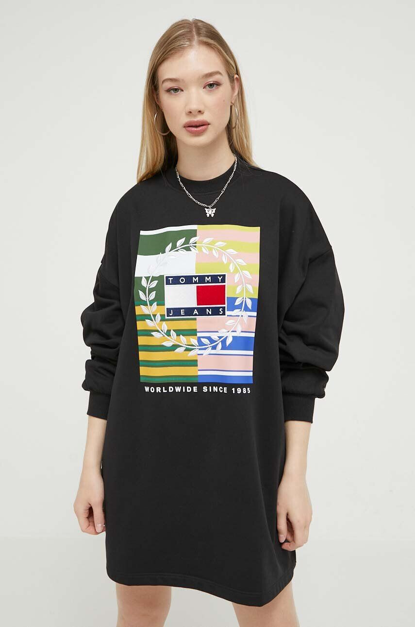 Tommy Jeans Šaty černá barva mini oversize - Pepit.cz