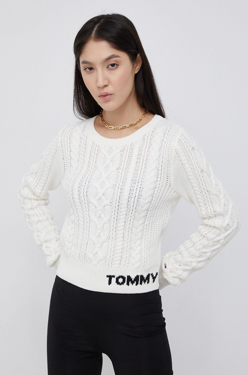 Tommy Jeans Svetr dámský bílá barva lehký - Pepit.cz