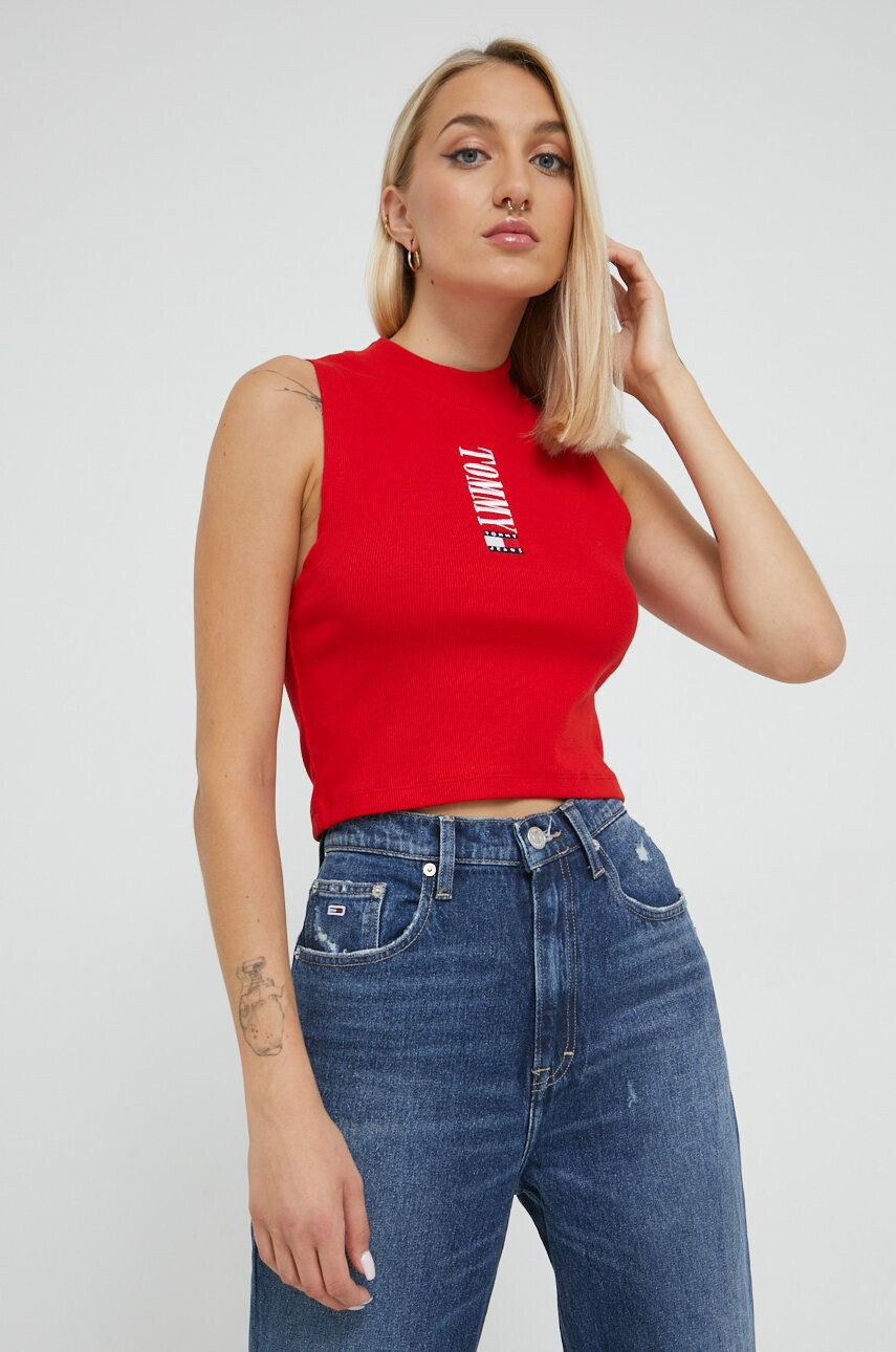 Tommy Jeans Top dámský černá barva - Pepit.cz