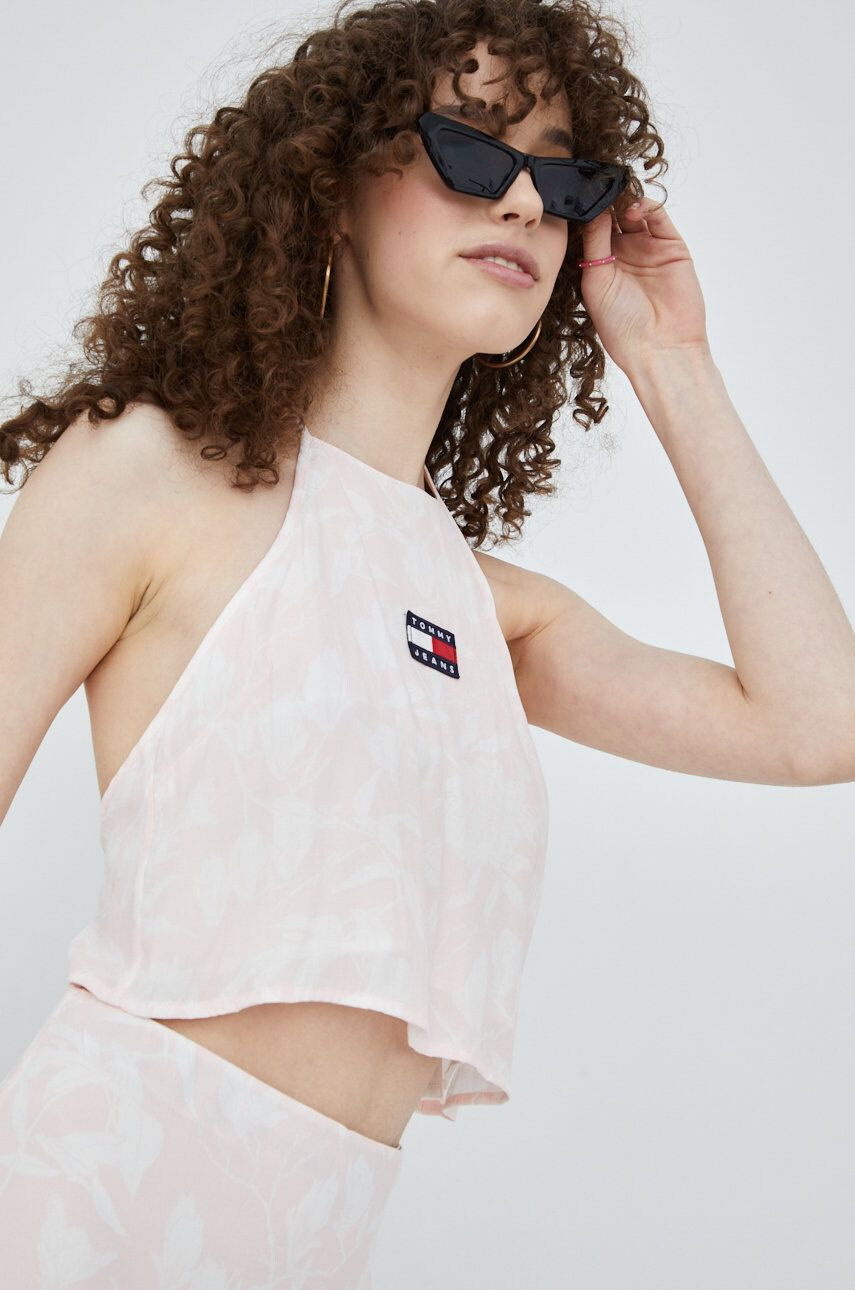 Tommy Jeans Top dámský růžová barva - Pepit.cz