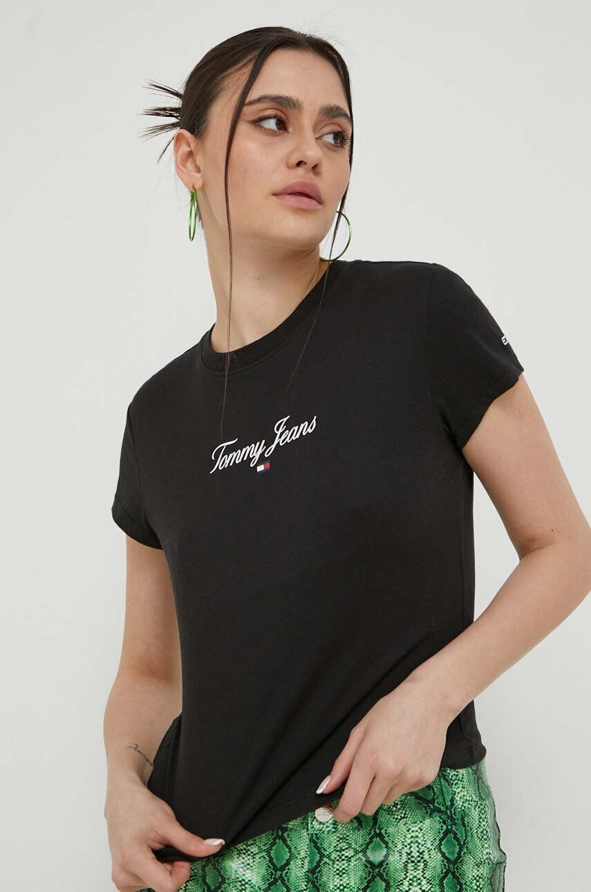 Tommy Jeans Tričko černá barva - Pepit.cz