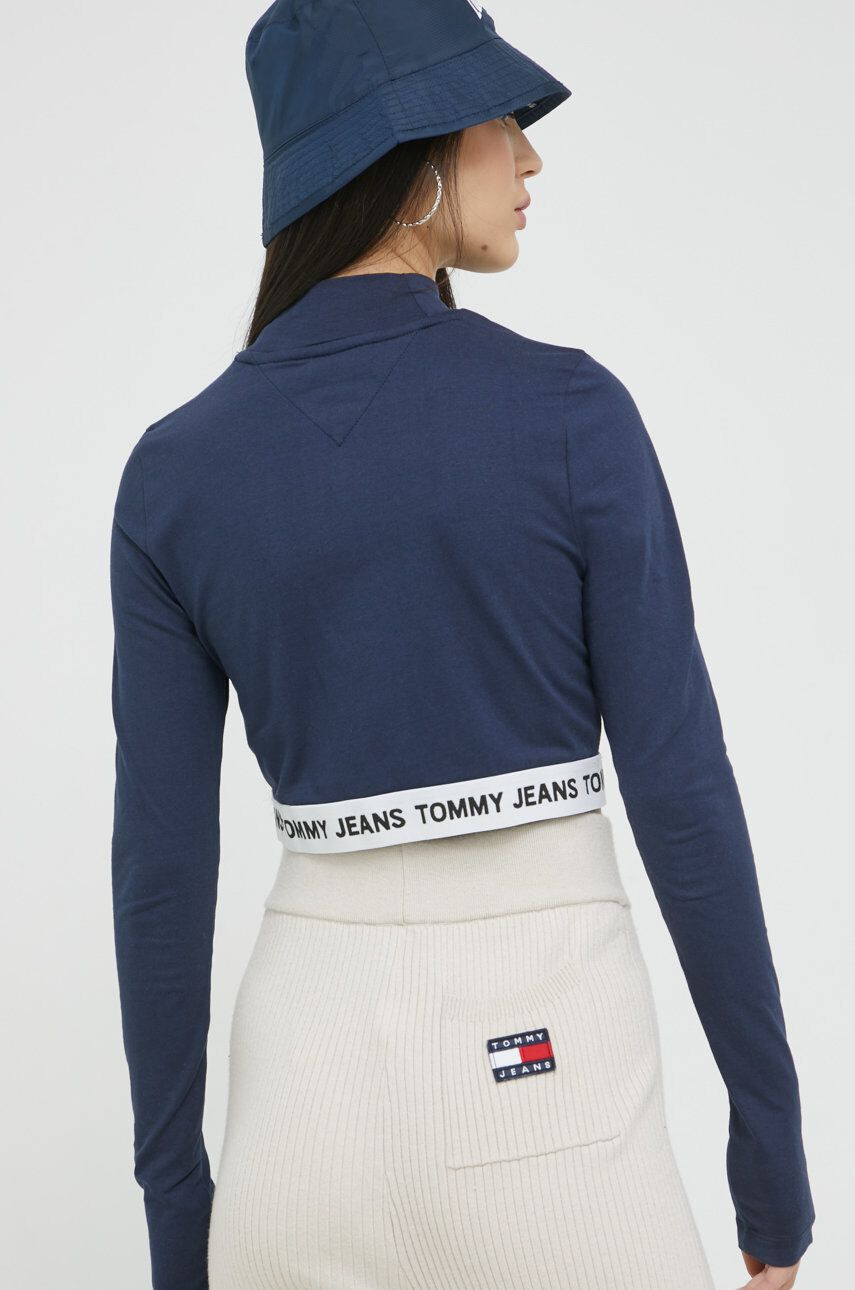 Tommy Jeans Tričko s dlouhým rukávem tmavomodrá barva s pologolfem - Pepit.cz