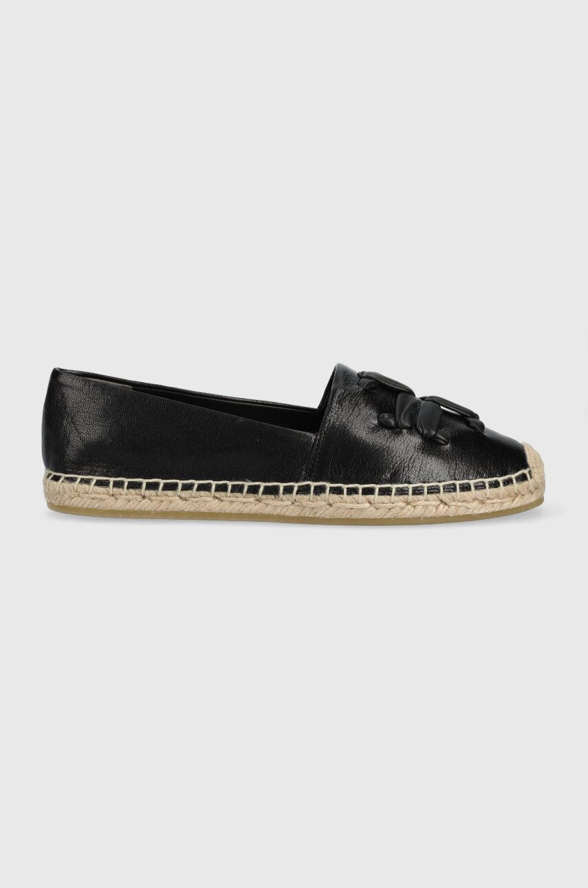 Tory Burch Kožené espadrilky Woven černá barva 144042-004 - Pepit.cz