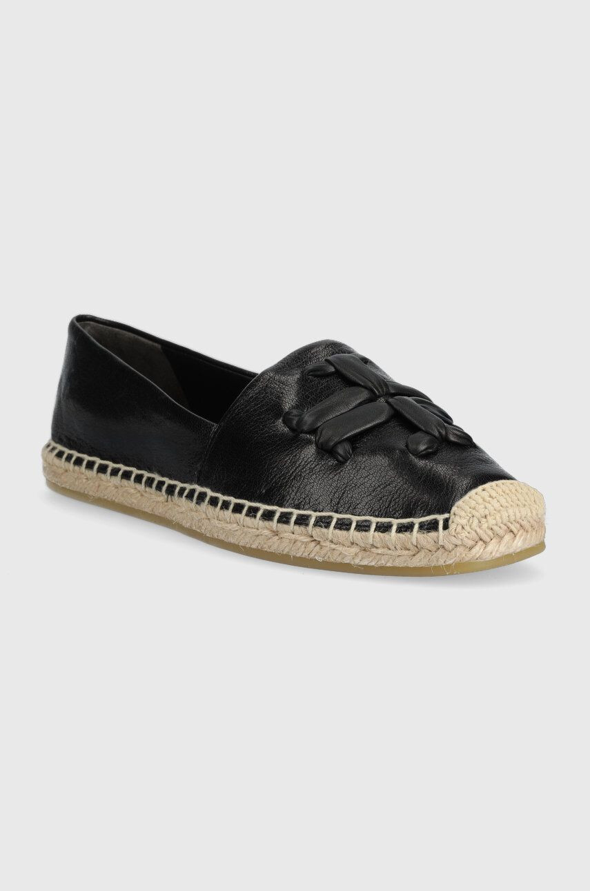 Tory Burch Kožené espadrilky Woven černá barva 144042-004 - Pepit.cz