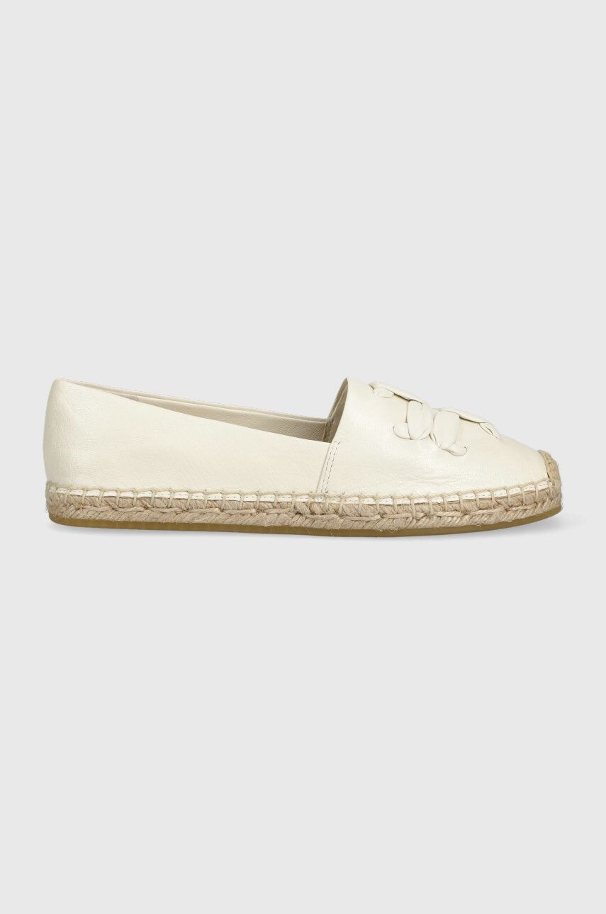 Tory Burch Kožené espadrilky Woven béžová barva na platformě 144042-164 - Pepit.cz