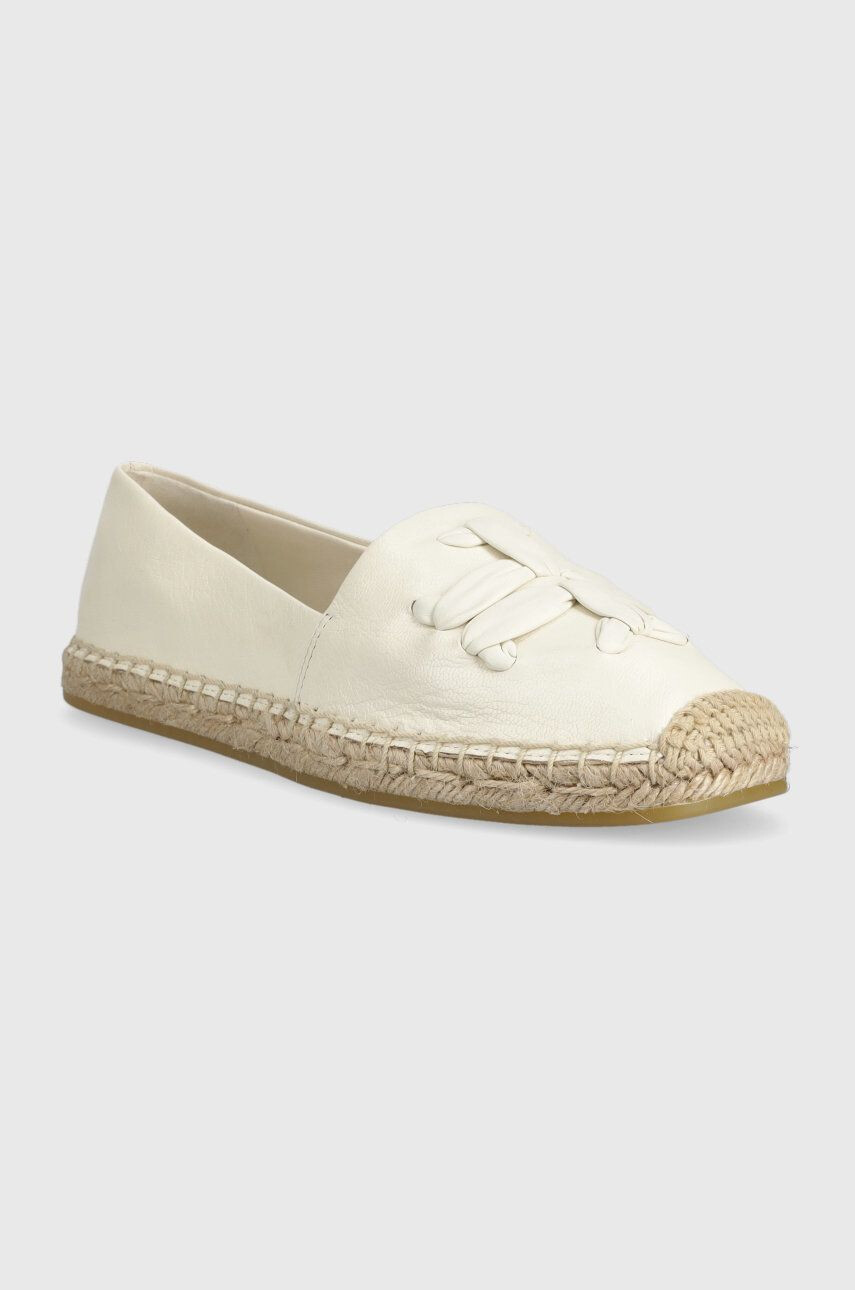 Tory Burch Kožené espadrilky Woven béžová barva na platformě 144042-164 - Pepit.cz