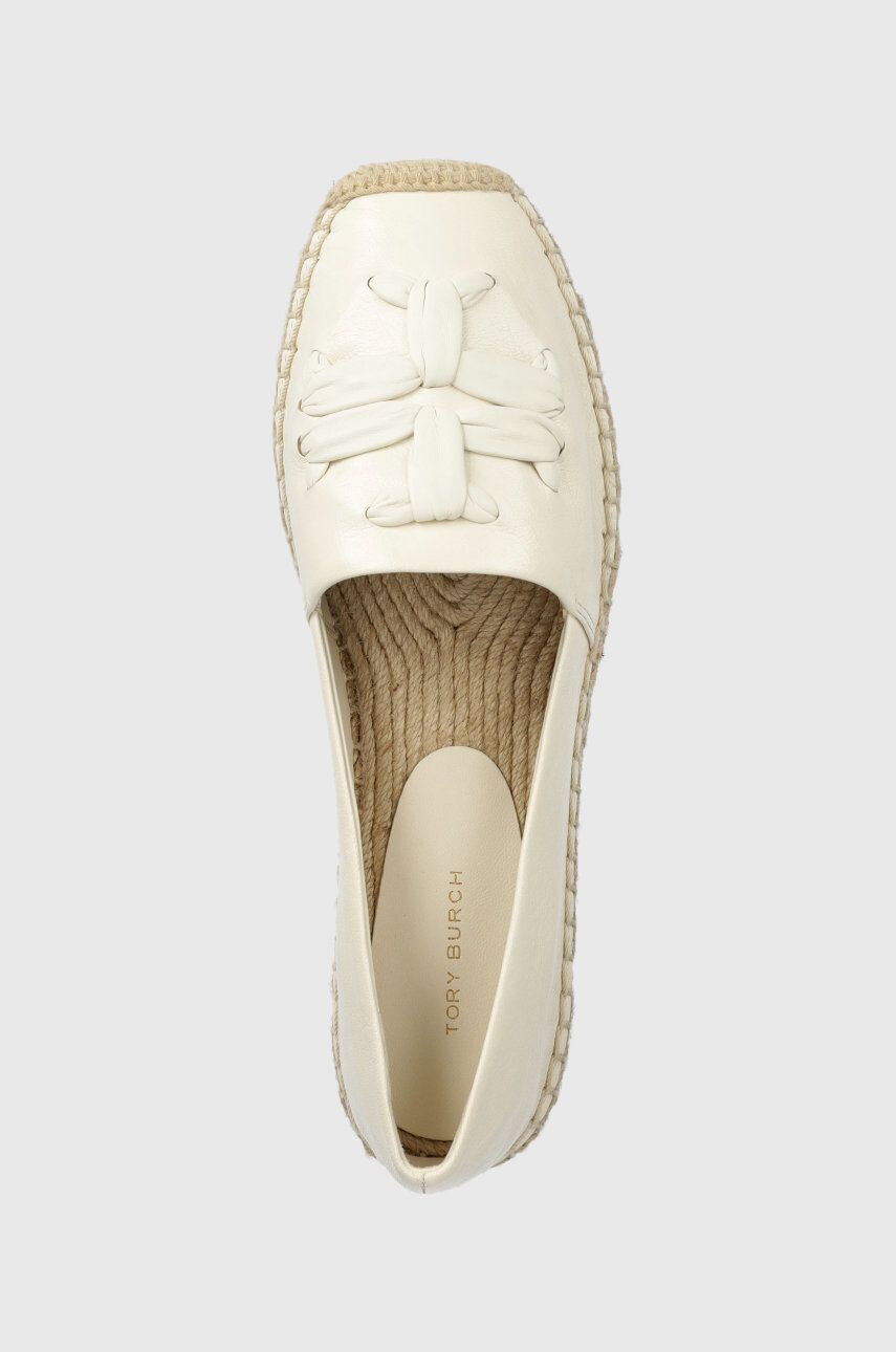 Tory Burch Kožené espadrilky Woven béžová barva na platformě 144042-164 - Pepit.cz