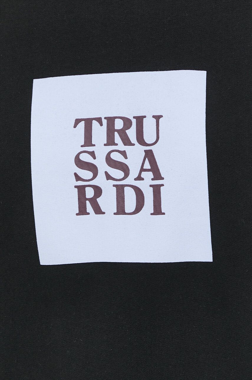 Trussardi Bavlněná mikina dámská černá barva s potiskem - Pepit.cz