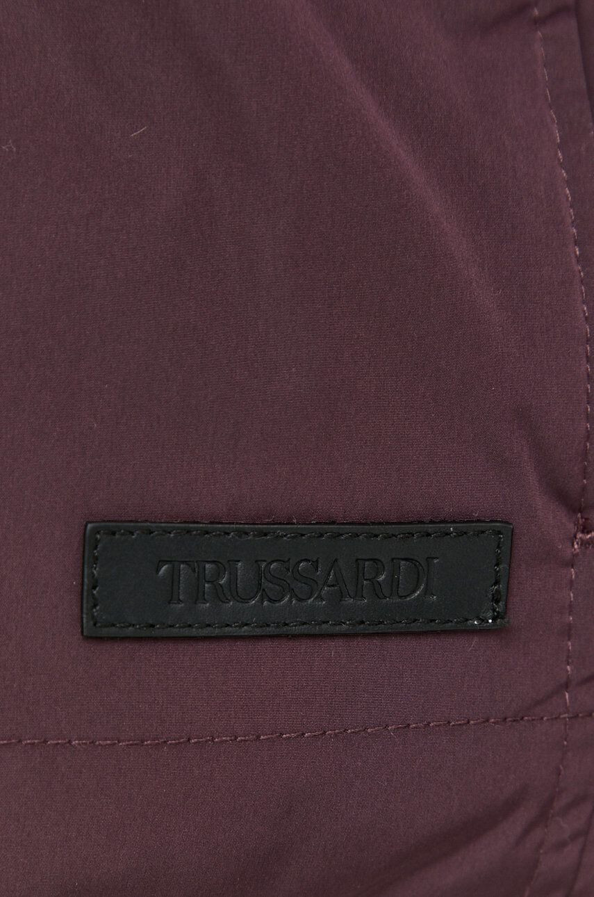 Trussardi Bunda dámská vínová barva zimní oversize - Pepit.cz