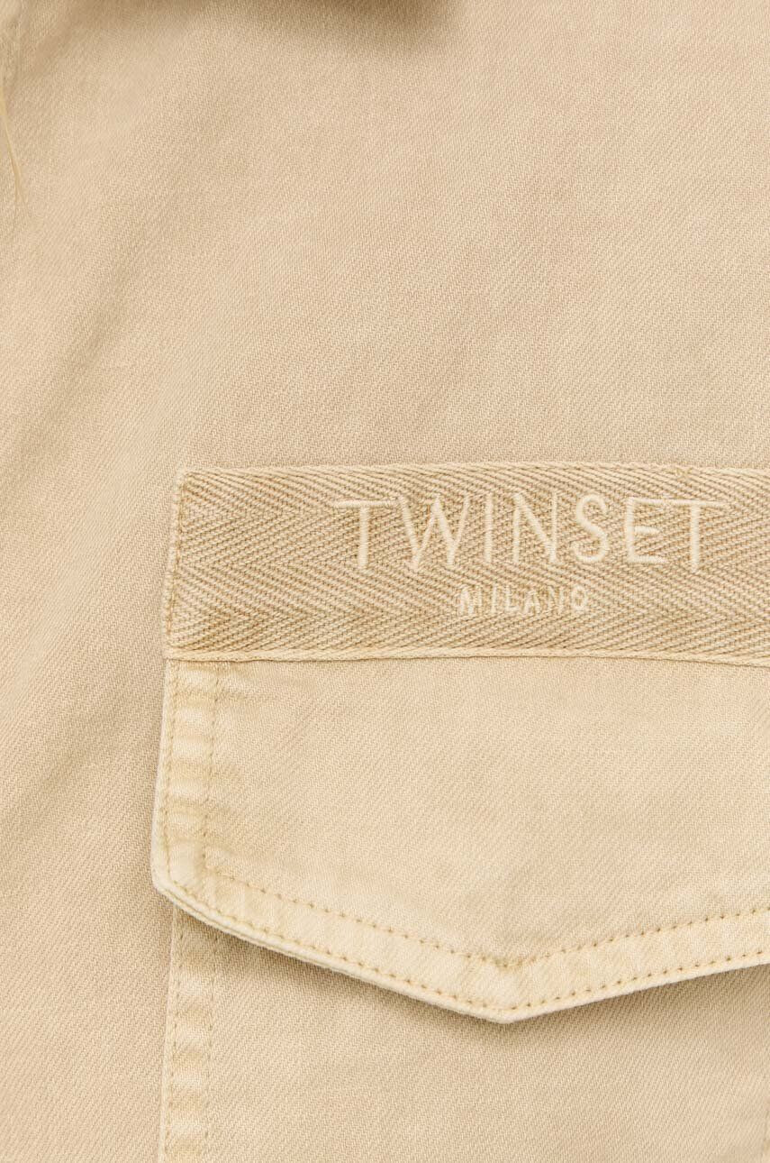 Twinset Košile ze směsi lnu béžová barva relaxed s klasickým límcem - Pepit.cz