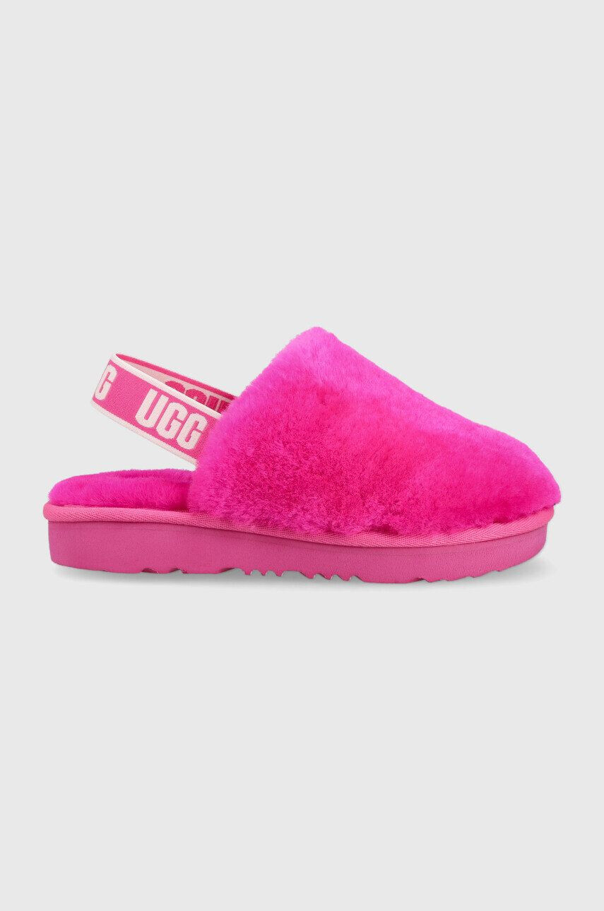 Ugg Dětské vlněné pantofle Fluff Yeah Clog růžová barva - Pepit.cz