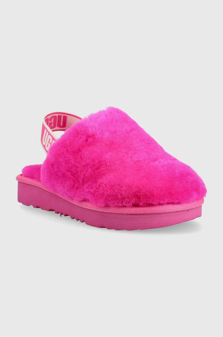 Ugg Dětské vlněné pantofle Fluff Yeah Clog růžová barva - Pepit.cz