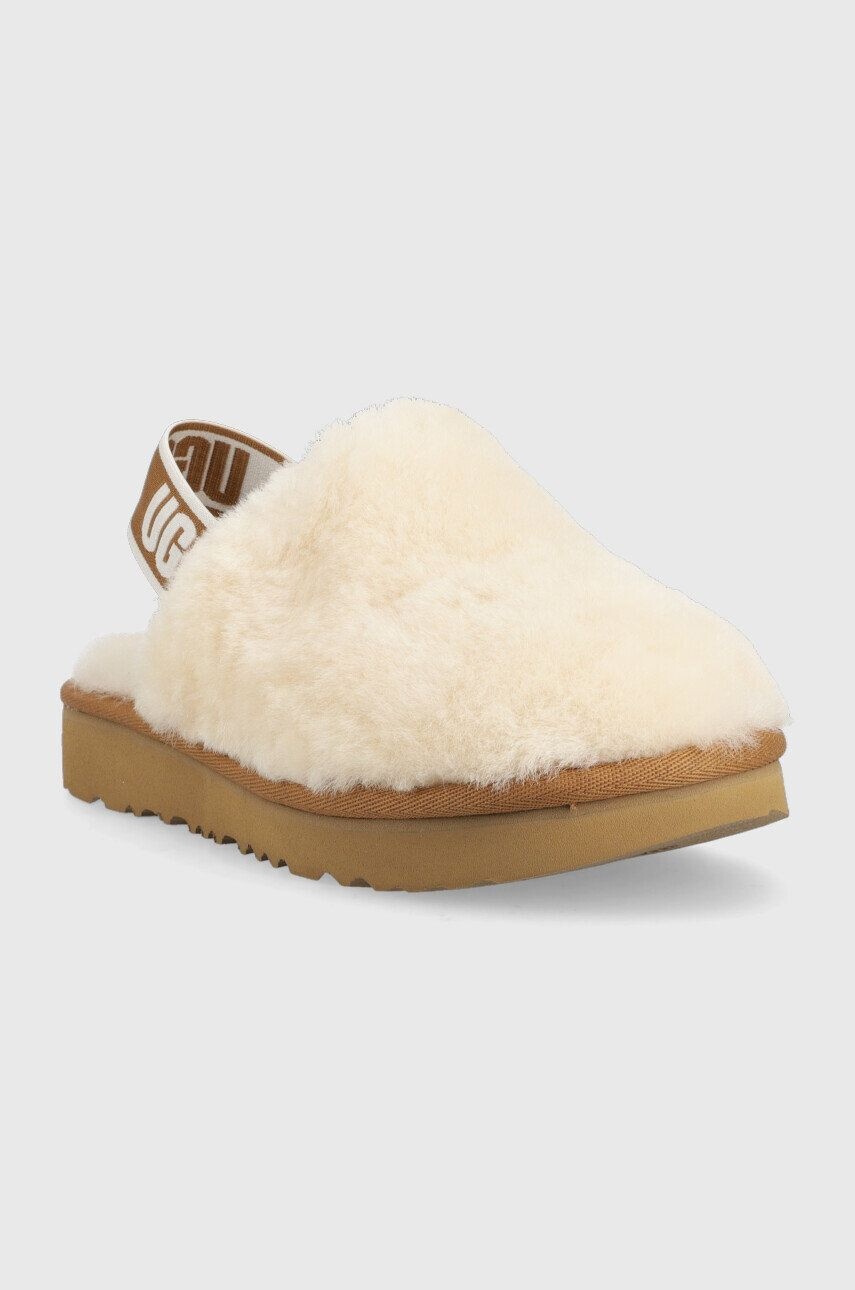 Ugg Dětské vlněné pantofle Fluff Yeah Clog béžová barva - Pepit.cz