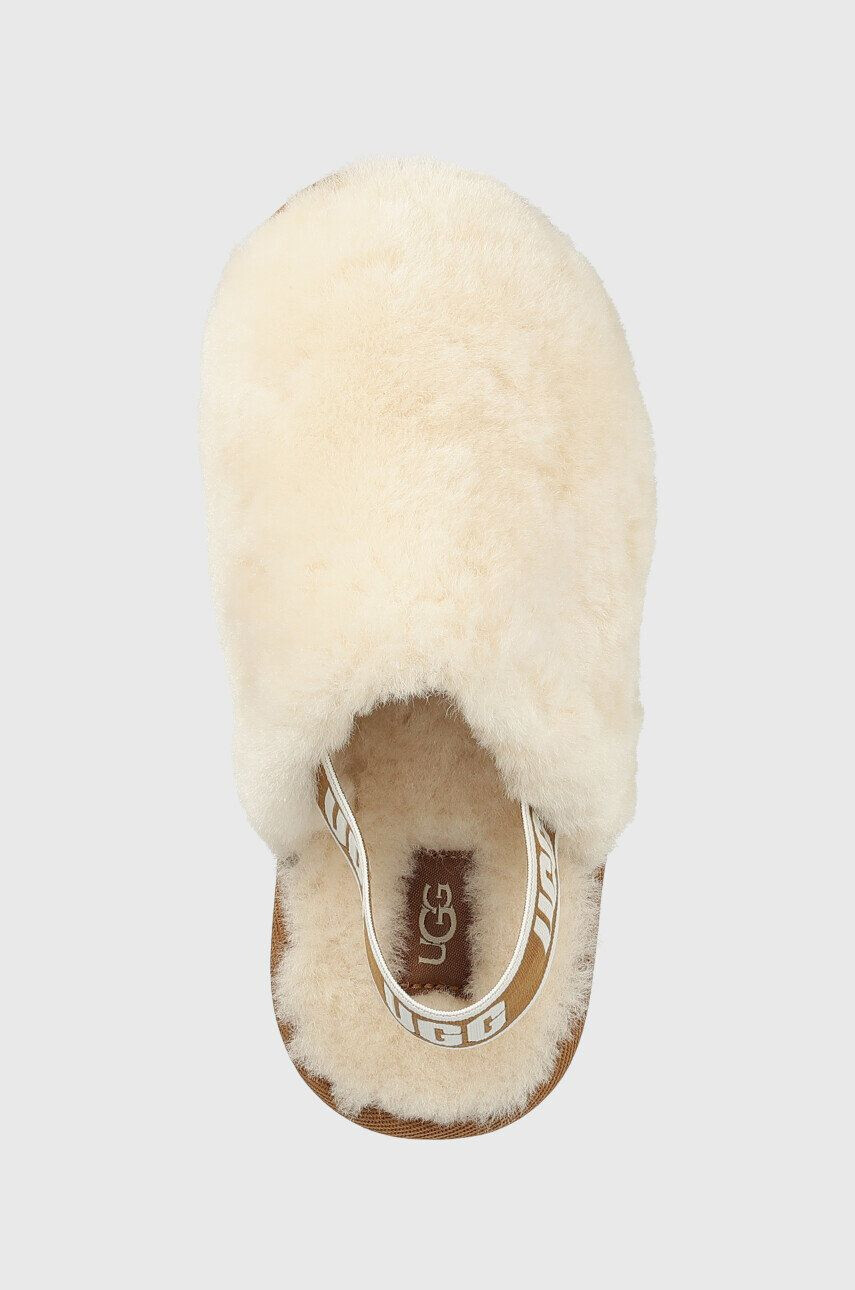 Ugg Dětské vlněné pantofle Fluff Yeah Clog béžová barva - Pepit.cz