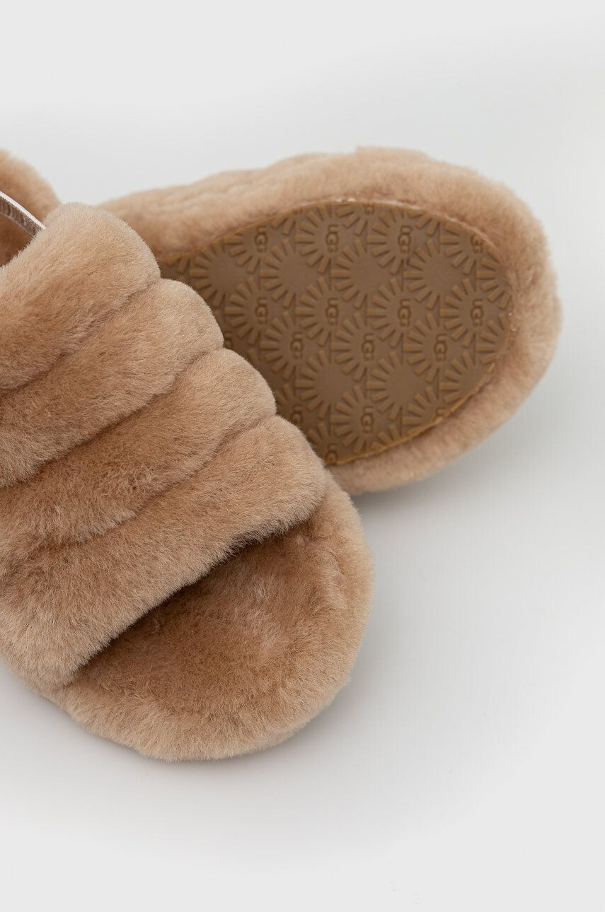 Ugg Dětské vlněné pantofle Fluff Yeah Slide hnědá barva - Pepit.cz