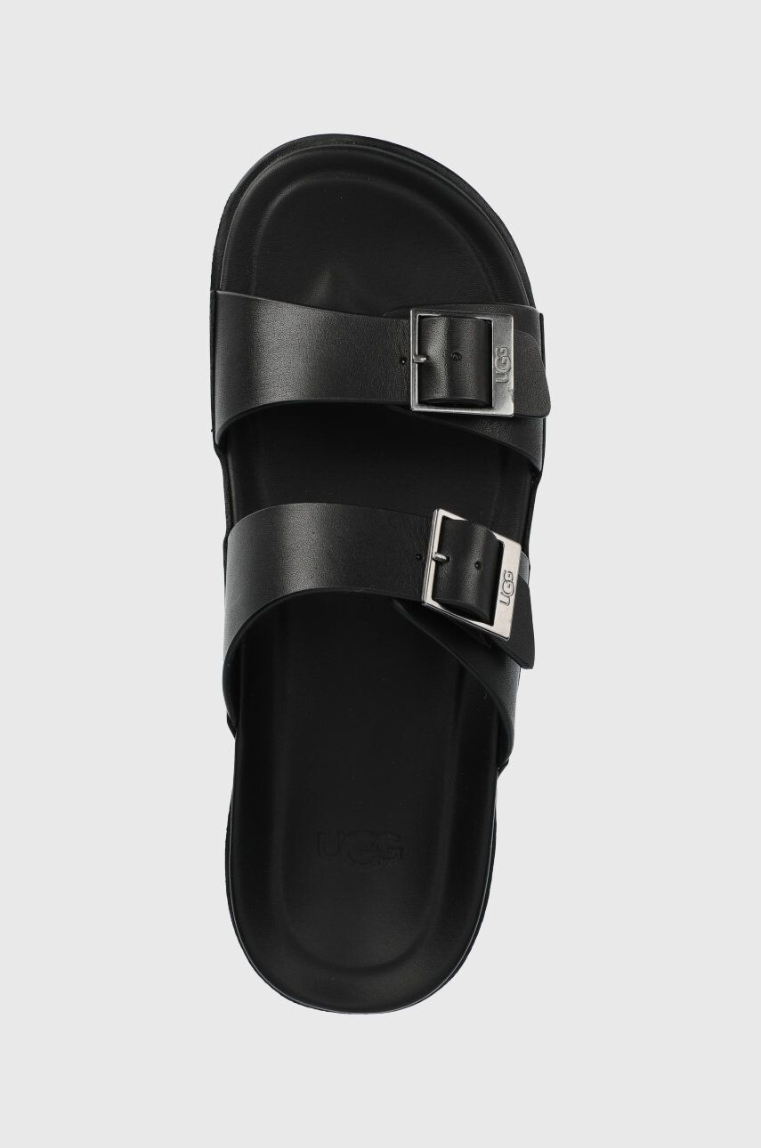 Ugg Kožené pantofle Wainscott Buckle Slide pánské černá barva - Pepit.cz