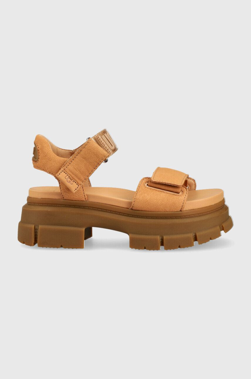 Ugg Kožené sandály Ashton Ankle dámské hnědá barva na platformě 1136764 - Pepit.cz