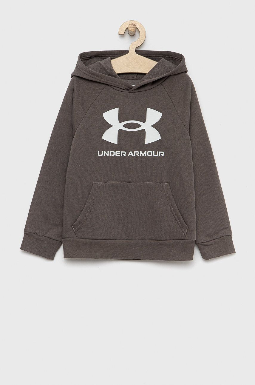 Under Armour Dětská mikina černá barva s kapucí vzorovaná - Pepit.cz