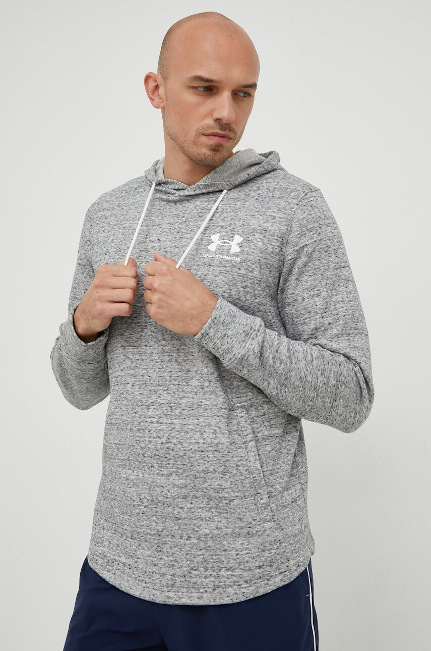 Under Armour Mikina 1370401 pánská šedá barva s potiskem - Pepit.cz