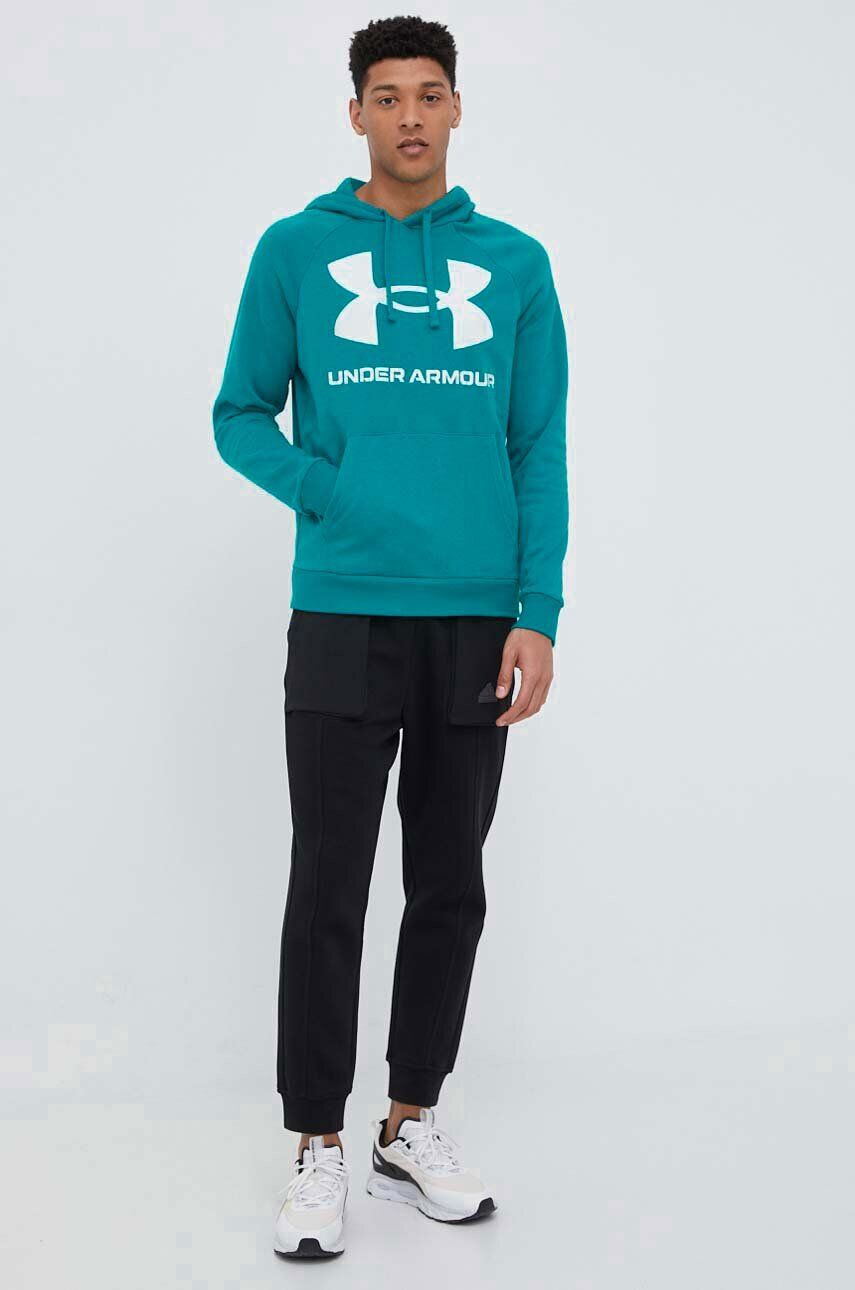 Under Armour Mikina pánská zelená barva s kapucí s potiskem 1357093-652 - Pepit.cz