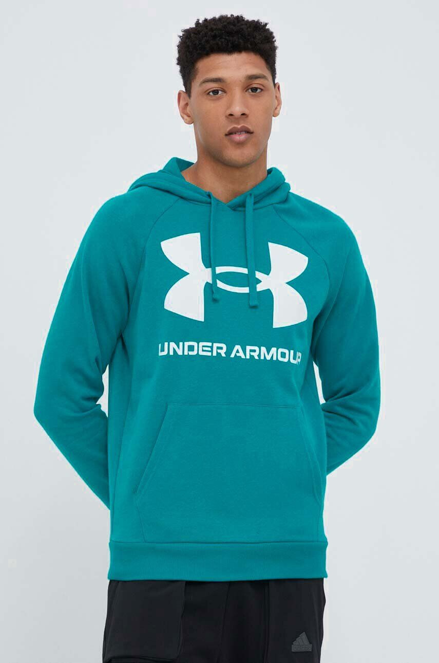 Under Armour Mikina pánská zelená barva s kapucí s potiskem 1357093-652 - Pepit.cz