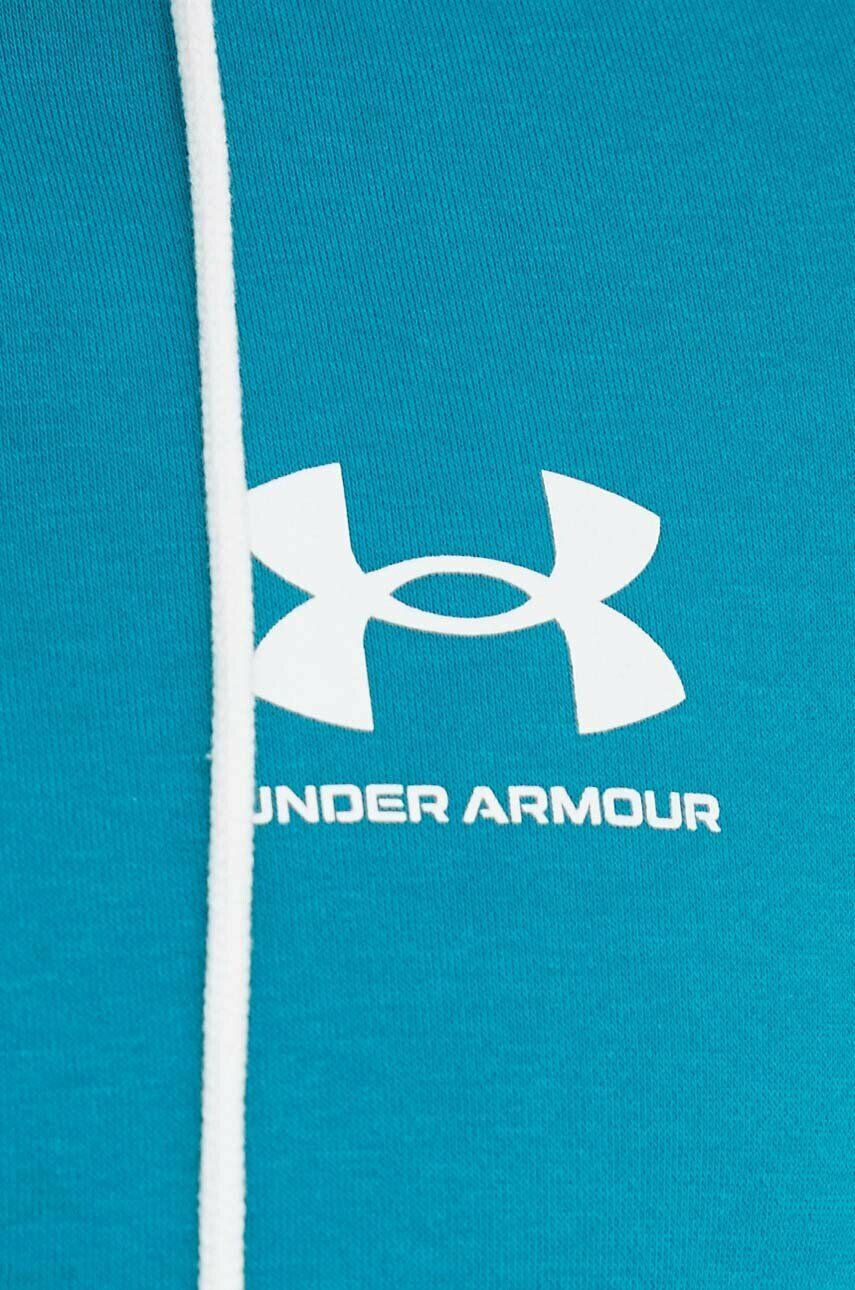 Under Armour Tréninková mikina Rival zelená barva s kapucí 1370396-001 - Pepit.cz