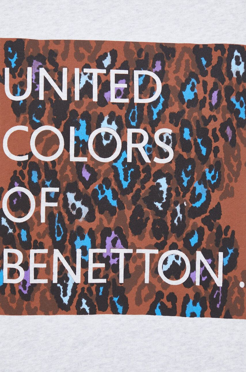 United Colors of Benetton Bavlněná mikina dámská šedá barva melanžová - Pepit.cz