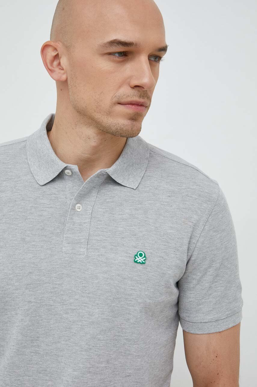 United Colors of Benetton Bavlněné polo tričko šedá barva - Pepit.cz