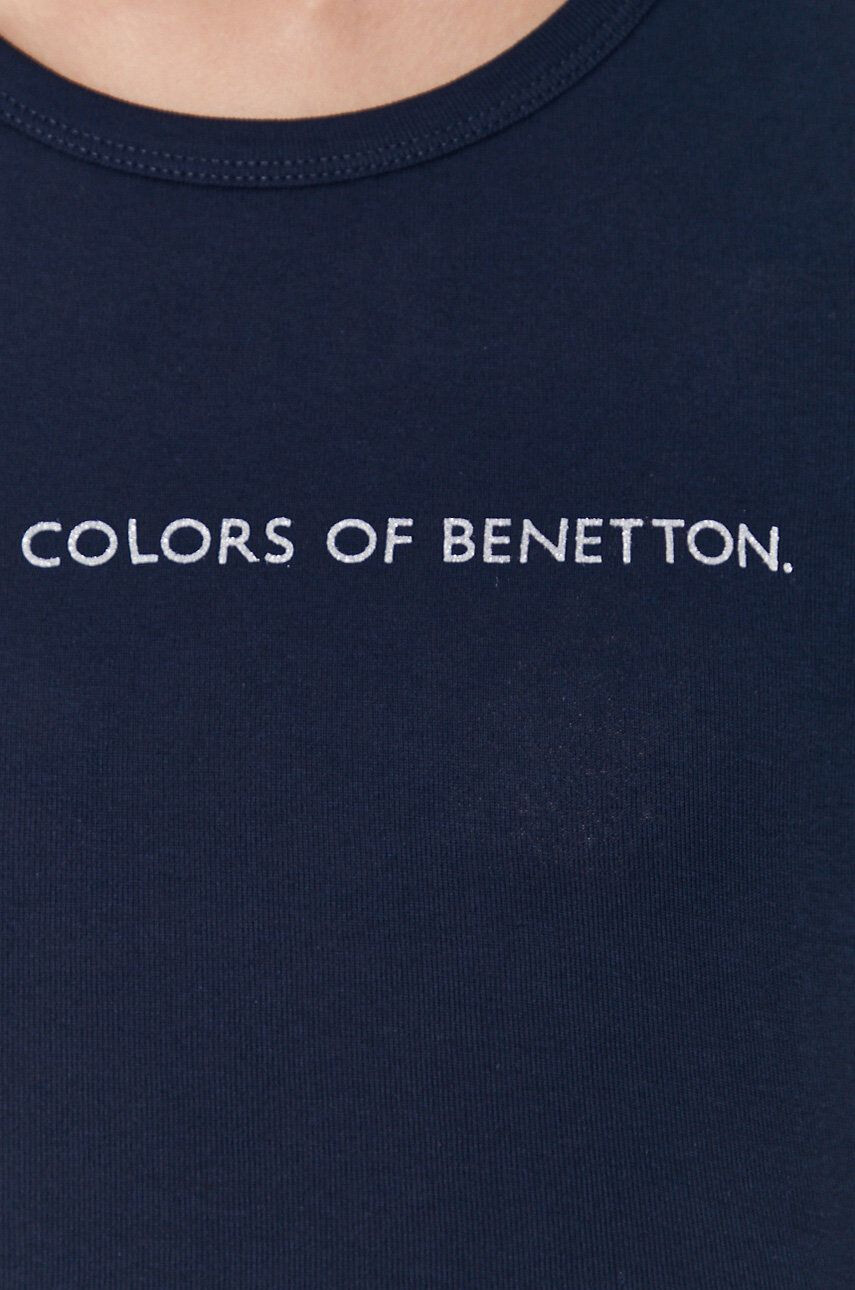 United Colors of Benetton Bavlněné tričko s dlouhým rukávem tmavomodrá barva - Pepit.cz