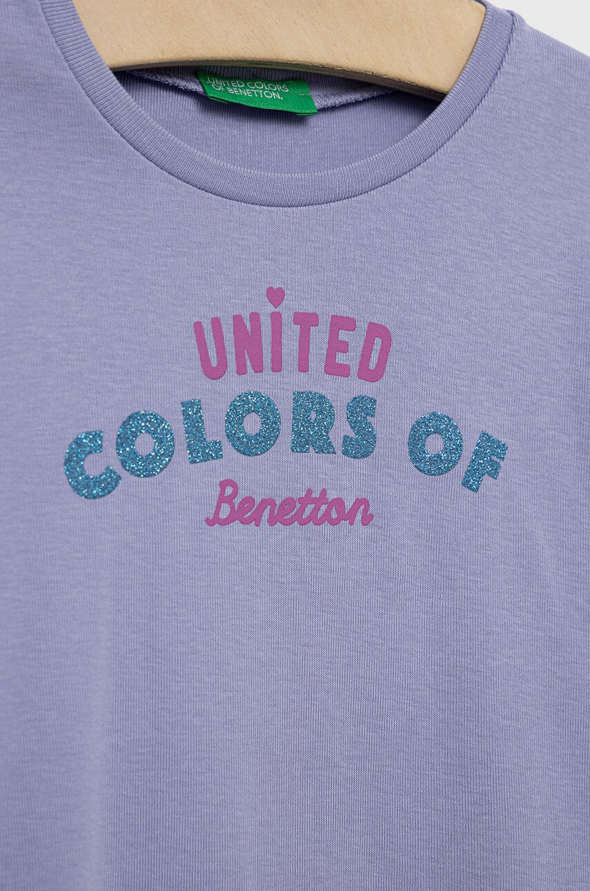 United Colors of Benetton Dětská bavlněná košile s dlouhým rukávem fialová barva - Pepit.cz