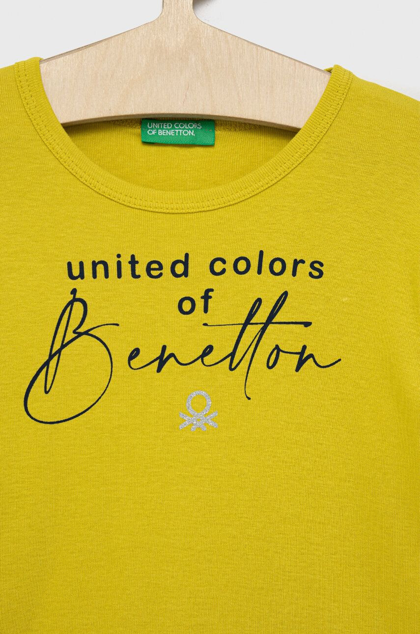 United Colors of Benetton Dětská bavlněná košile s dlouhým rukávem tmavomodrá barva - Pepit.cz