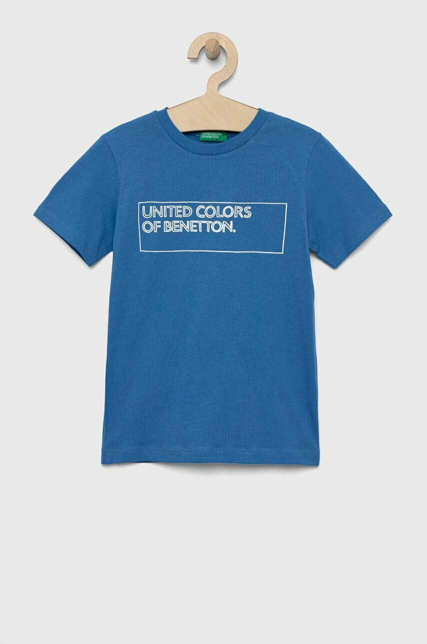 United Colors of Benetton Dětské bavlněné tričko tmavomodrá barva - Pepit.cz